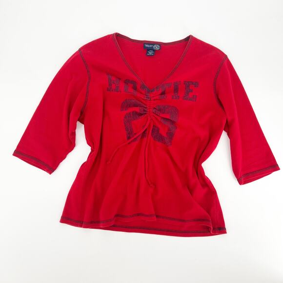 Y2k Vintage Venezia 'Hottie' Graphic Cinched Top Red Medium - Picture 3 of 5